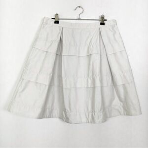 J. Crew Light Grey Sateen Cotton‎ A-Line Layered Pleated Skirt Size 4 Side Zip